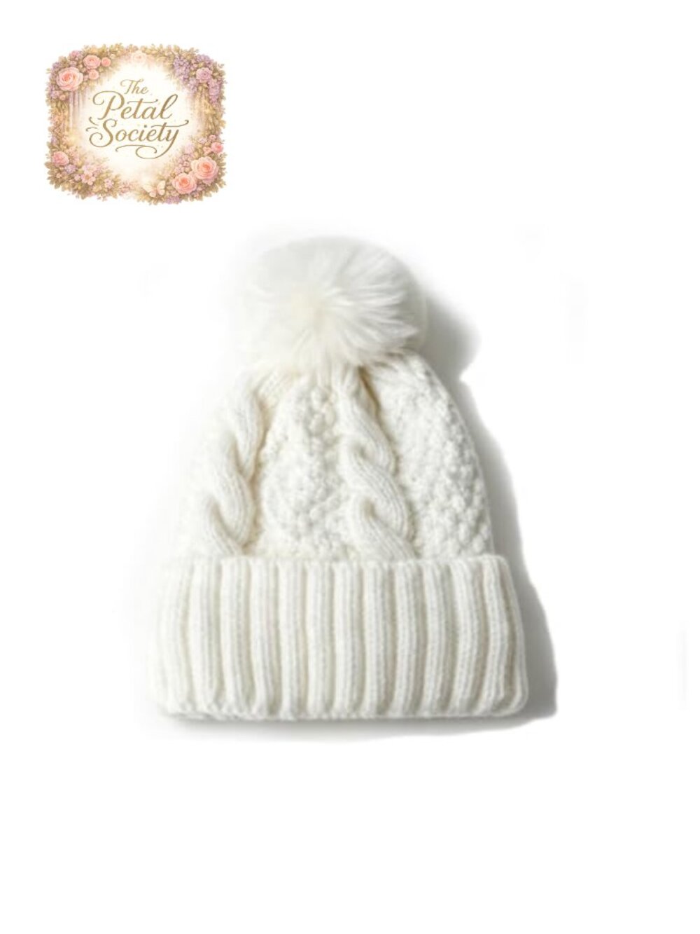 Cable Knit Pom Pom Beanie Winter Hat Soft Warm Stretch Cap